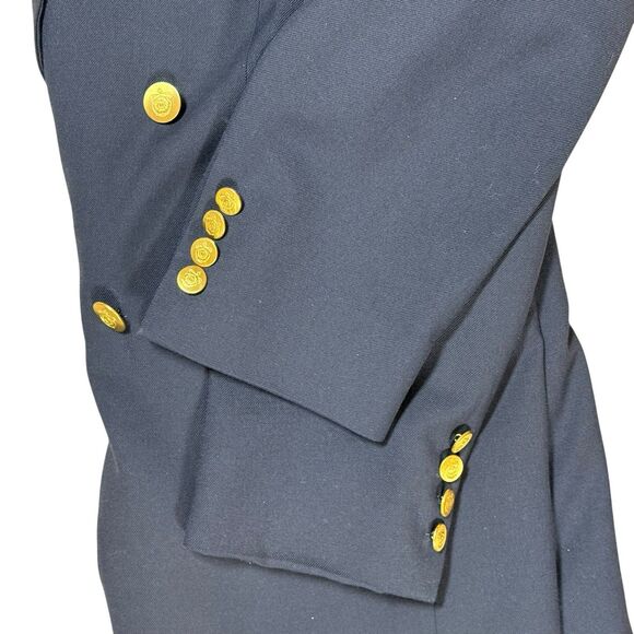 Vtg Christian Dior 39L Monsieur Double Breasted Blue Blazer Gold Button Preppy - Picture 4 of 13